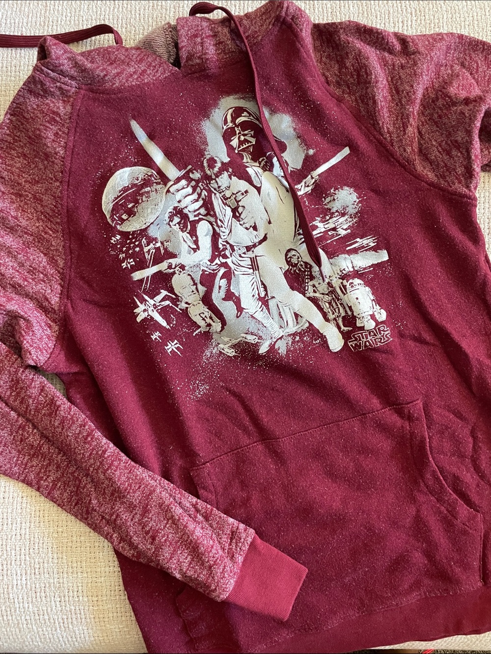 Star Wars Men's Burgundy and Heathered Maroon Hoodie